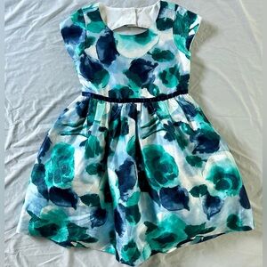 All Dressed Up by Gymboree Girls Dress Size 5 Blue Green Floral Party Holiday